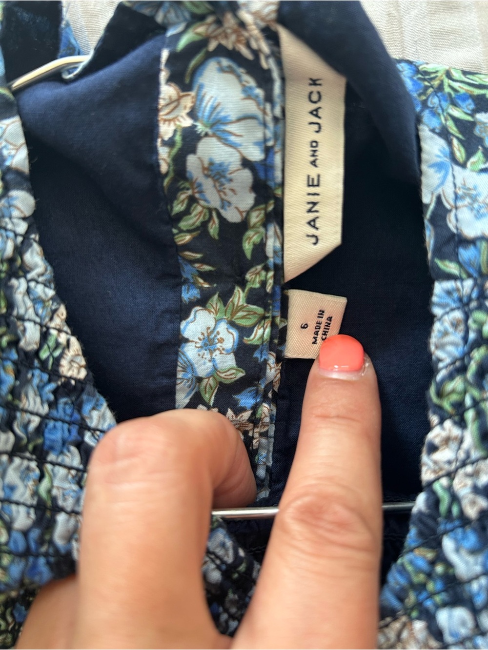 Janie and Jack | The Eloise Smocked Dress in Merchant Marine Floral Size 6 - Picture 11 of 13